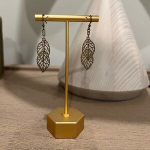 Gold leaf dangle earrings